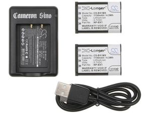 2 db akkumulátor és töltő készlet Sony Cyber-shot DSC-RX100, Cyber-shot DSC-WX300B és más fényképezőgépekhez, 1150mAh