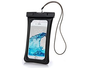 Carcasă plutitoare rezistentă la apă cu buclă pentru telefoane de până la 6", negru